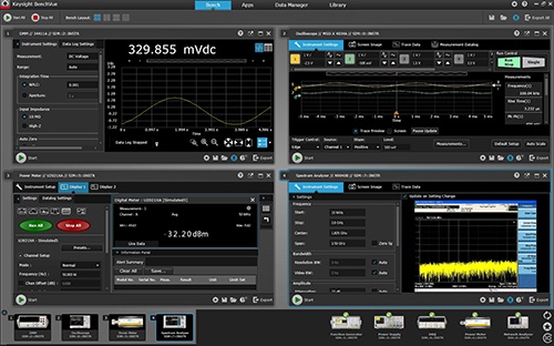 Visualizing several instruments in Keysight BenchVue at the same time.